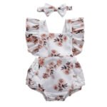 Girls' One-Piece Floral Fly-Sleeve Backless Triangle - Image 2
