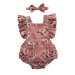 Girls' One-Piece Floral Fly-Sleeve Backless Triangle - Image 4