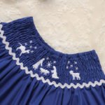 Toddler Infant Girl Christmas Santa Embroidery Short Sleeve Princess Party Dress Smocked Baby Girl Clothes - Image 2