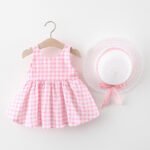 Baby Girl Plaid Skirt Fashion with Hat - Image 2