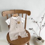 Summer New Thin Type Sleeveless Leotard Baby Boy Plaid Chest Bear Vest Bodysuit Romper - Image 8
