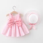 Baby Girl Plaid Skirt Fashion with Hat