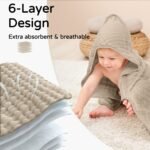 Hooded Baby Towels For Newborn Muslin Cotton Baby Bath Towel With Hood For Babies, Infant, Toddler And Kids, Large 90x90cm, Soft And Absorbent Newborn Essential - Image 9